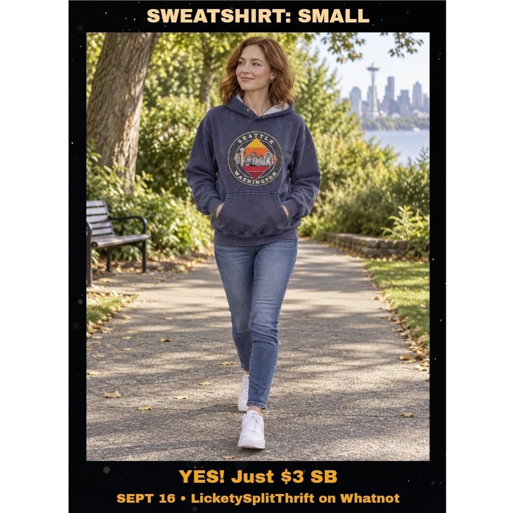 Prairie Mountain Seattle Washington Sweatshirt Hoodie Women's Navy Blue Small